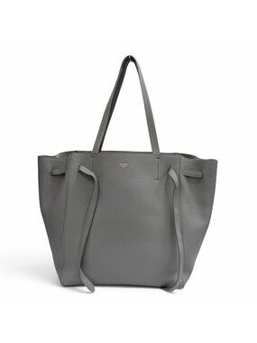 Celine Cabas Phantom Small Logo Soft Grain Calfskin Tote Bag Gray